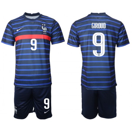 Frankrike Fotbollströjor Olivier Giroud 9 Barn Hemma tröja EM 2020 Kortärmad